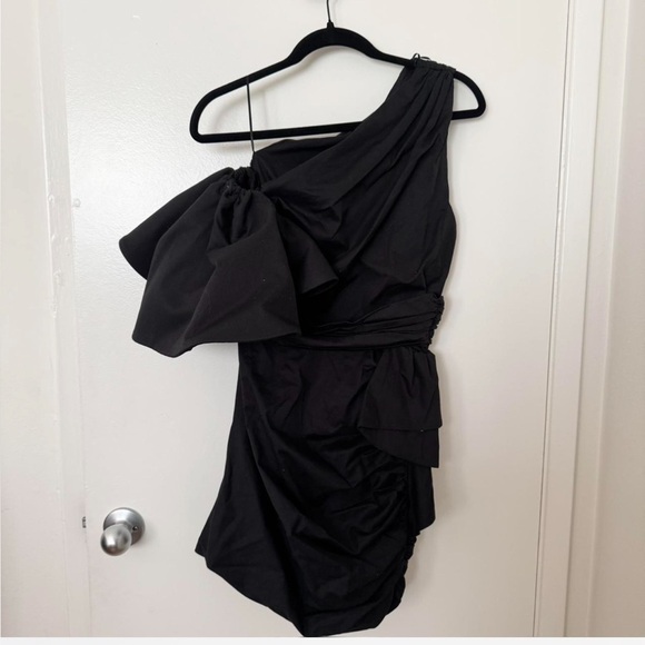 Redemption One‎ Shoulder Mini Dress in Popeline Black Sz S - Picture 5 of 7